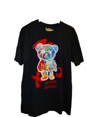 Pre owned Men's Super Massive 3D Embroidery Bear Black T Shirt Size L