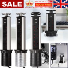 Pull Pop Up Power Sockets for Kitchen Worktops Electrical 3 UK Plug Socket+2USB
