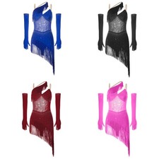 Women Mini Dress Tango Skirt Holidays Outfits Flamenco Dancewear Irregular Club