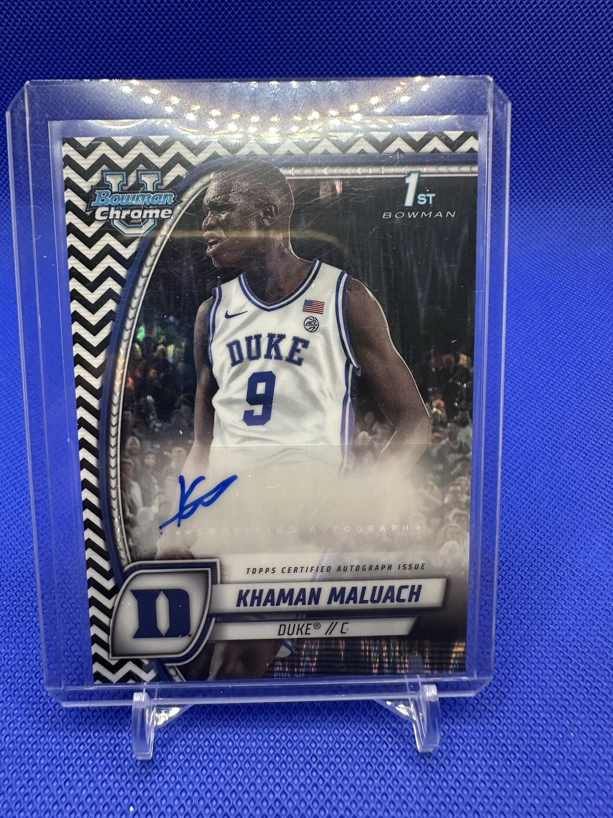 2024-25 Bowman U Chrome #46 Khaman Maluach Black/White Stealth Auto /48 Duke