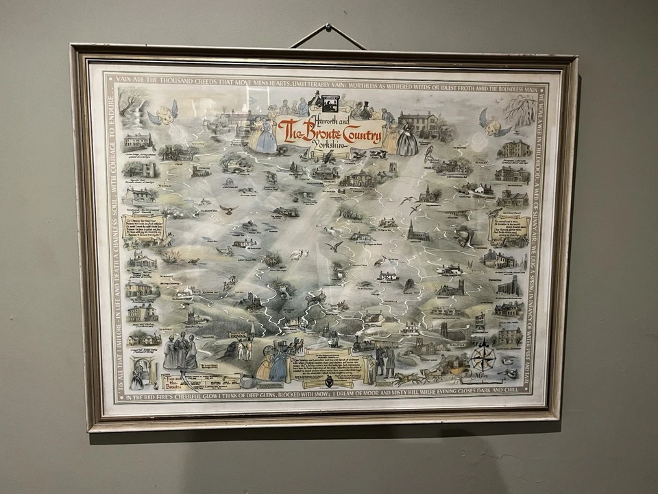 Rare” Haworth and the Brontë Country" pictorial map by Geoffrey Coning - Image 2 of 4