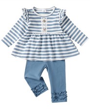 Baby Girl Clothes Girl Cute Outfits Long Sleeve Ruffle Shirt Solid Pants Litt...