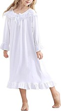 Girl's White Nightgown Lacy Sleepwear Lightweight Nightdress Size Small 4-5 T