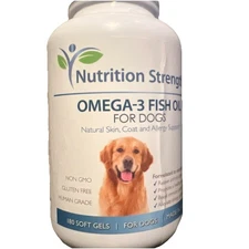 Nutrition Strength Omega 3 Fish Oil for  DOGS, 180 softgels, 02/2026