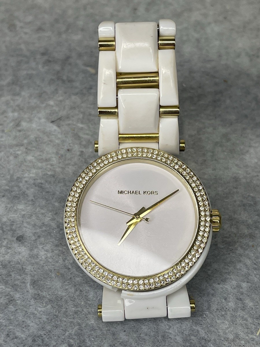 MICHAEL KORS MK4315 White Acetate and Gold-Tone Womens Watch  display picture 1