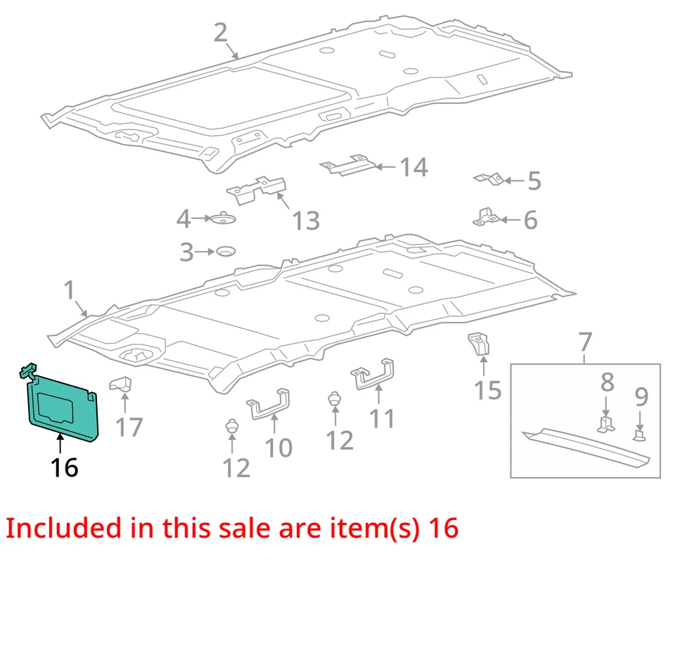 Parasol para pasajero derecho Ford Expedition 2018-2021 con techo corredizo gris OEM Foto 4 de 4