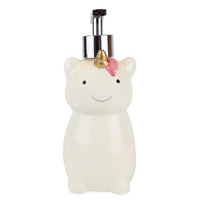 Unicorn Ceramic Soap Lotion Dispenser Cute Bathroom Decor 7 Inch Chrome Pump
