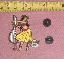 Hard Rock Cafe Honolulu Hawaii Taro Festival 2006 Hula Girl Music Note Harp Pin