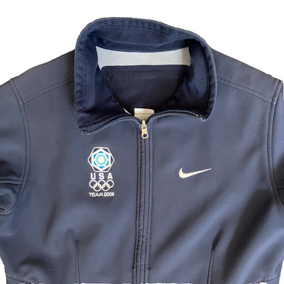 Nike Team USA Fleece Lined Jacket  Large Windbreaker 2006 Torino Winter Olympics