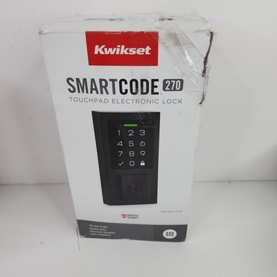 Kwikset SmartCode 270 Contemporary Matte Black Touchpad Single Cylinder Electron