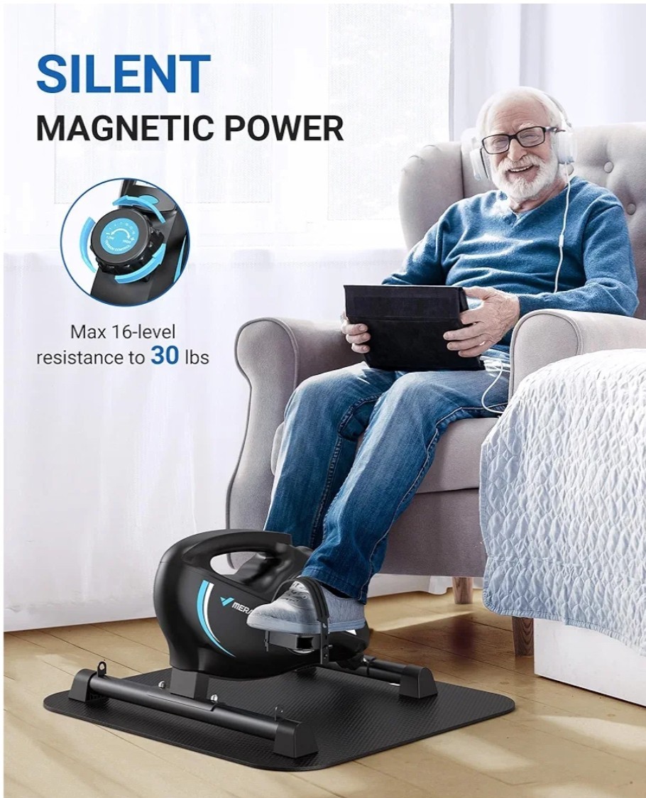 Under Desk Bike Pedal Exerciser, Quiet Magnetic Mini Exercise Bike with...