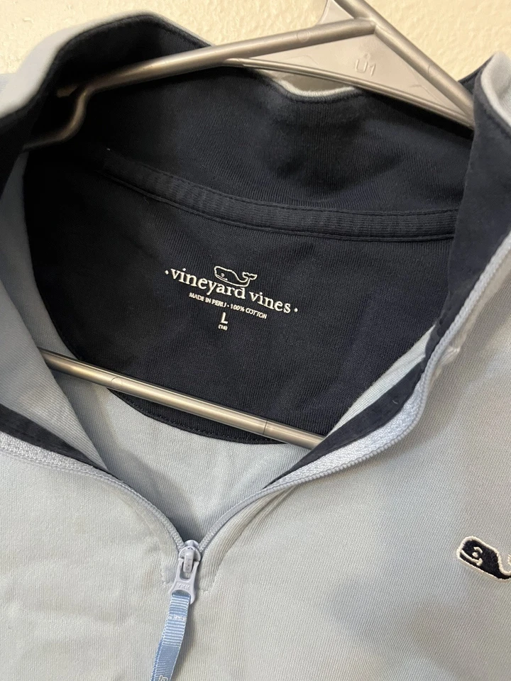 Suéter Pullover Vineyard Vines Jóvenes Niños L (16) Azul 1/4 Cremallera 100% Algodón Foto 3 de 4