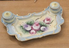 Ancien porte stylo plongeur double encrier porcelaine victorienne Prusse Allemagne
