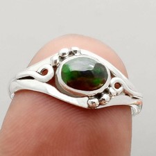 Chalama Black Opal 925 Sterling Silver Ring - Size 6.5