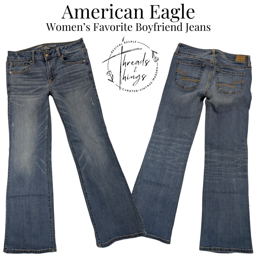 American Eagle Favorite Boyfriend Jeans Womens 10s Denim y2k bootcut preppy vtg