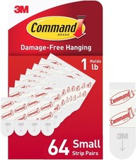 Command Small Refill Replacement Strips, White, 64 Strips