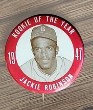 1947 JACKIE ROBINSON Pinback Pin    Rookie of The Year Brooklyn Dodgers Amazing