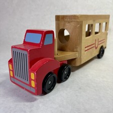 Melissa  Doug Classic Toy Horse Carrier Farm Truck 4097 Wooden Toy 12.75"