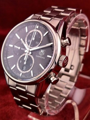 Excellent TAG Heuer Carrera Chronograph Mens Swiss Watch w Papers CAR2110.BA0724