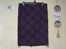 Old Navy Pencil Skirt Womens Sz 6 Blue Red Plaid Cotton Blend Knee Length Career