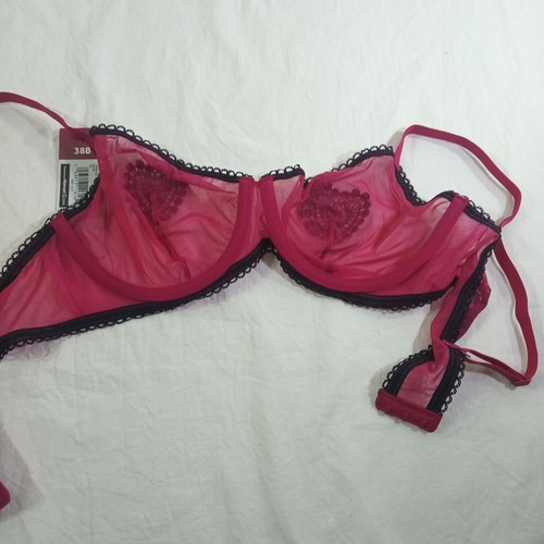 Adored by Adore Me Ava Unlined Red Mesh Size 38B Underwire Balconette Bra NEW - Picture 4 of 4