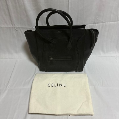 CELINE Luggage Mini Black Leather Handbag Old Logo Phoebe Philo Era Dust Bag