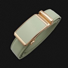 Automatic Buckle Waist Belt Genuine Leather Men's Black Business Jeans Belts