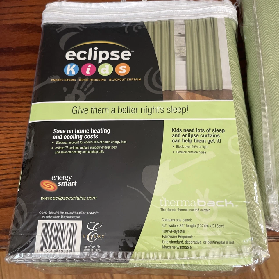 ECLIPSE Blackout Curtain Panel 42" x 84" Color Light Green  Thermaback - Image 4 of 4