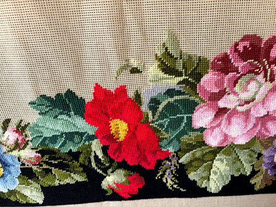 Rarität!! Berliner woolwork - historische Vorlage Biedermeier Rosen und Blüten