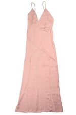 Show Me Your Mumu V-Neck Satin Maxi Dress in Pink