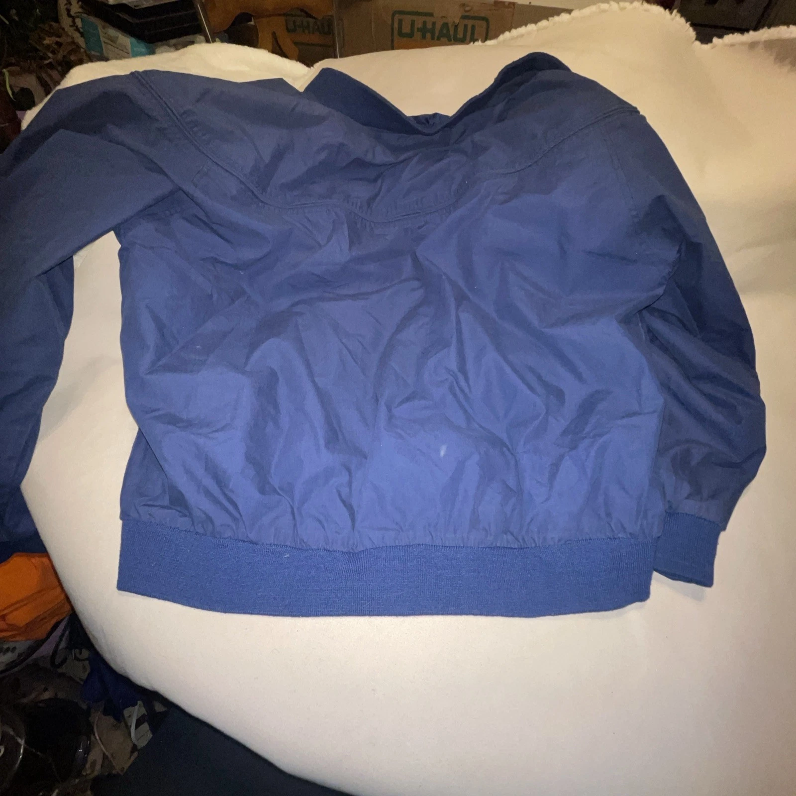 Mens Large Boca Classics Dark Blue Jacket with Pockets Cotton/Poly Shell. Used