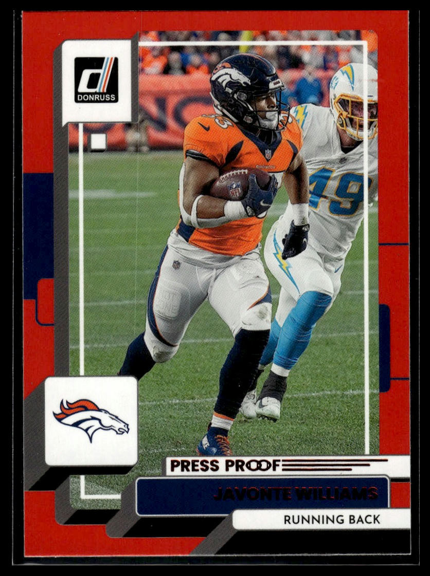 2022 Donruss Javonte Williams Red Press Proof Card #266 Football Collectible