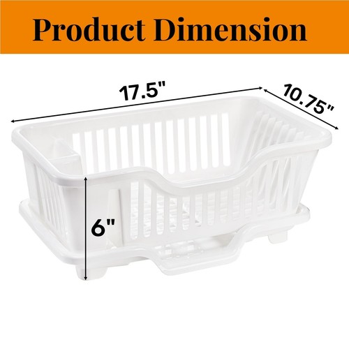 2-Piece Plastic Dish Drying Rack Heavy Duty Sink Set White Large Drainer - Picture 2 of 7