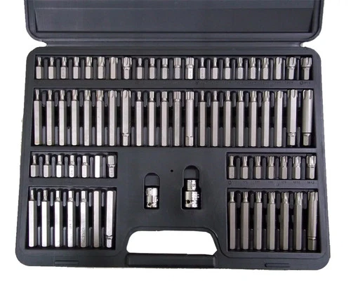 Torx Hex Ribe Spline Bit Socket Set Tamperproof Security Bits 74pc 1/2" 3/8"