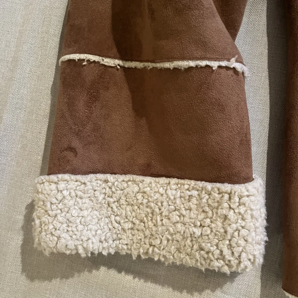 Винтажный искусственной замши Куртка Пальто размер L желтовато-коричневый коричневый флис Marvin Richards XL - Изображение 4 из 4