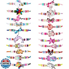 BBTO 20 Pcs Girl Friendship Colorful Bracelets Set Kids Rainbow Party Favors 