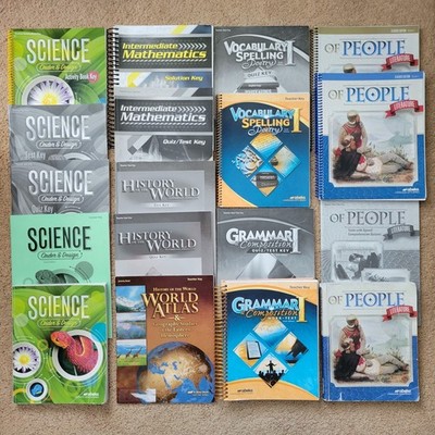 Abeka 7th Grade History Science English Math, Teacher Answer Keys, 17 Books