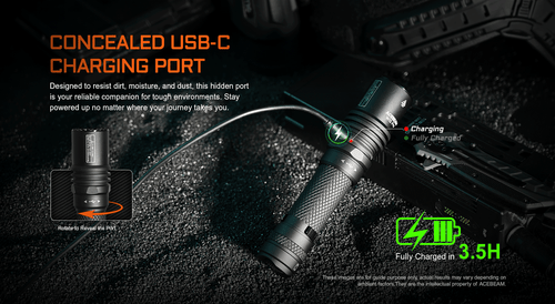 Acebeam W10 Pro LEP Rechargeable Flashlight -700 Lumens, 1425 Meter Throw Distan - Picture 4 of 12