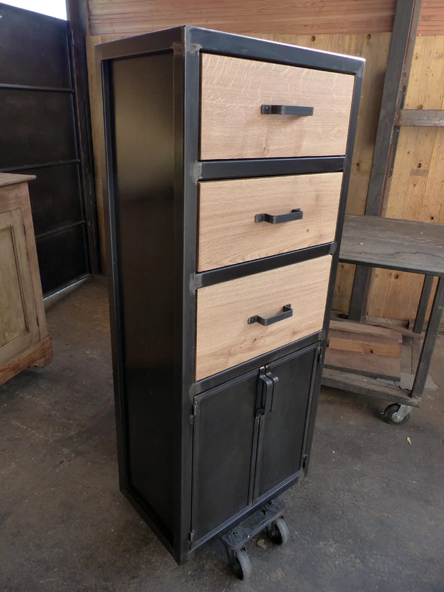 Armoire industrielle 2 portes et 3 tiroirs - Photo 2/3