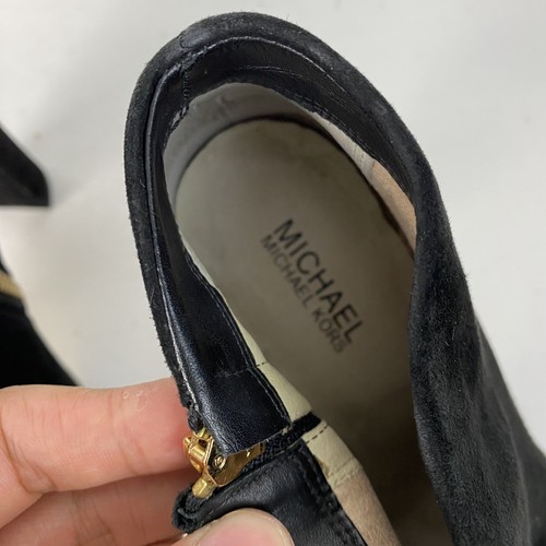 Michael Kors Black Suede Leather Block Heels Haven Platform Bootie Size 8M SNK33 - Picture 10 of 15