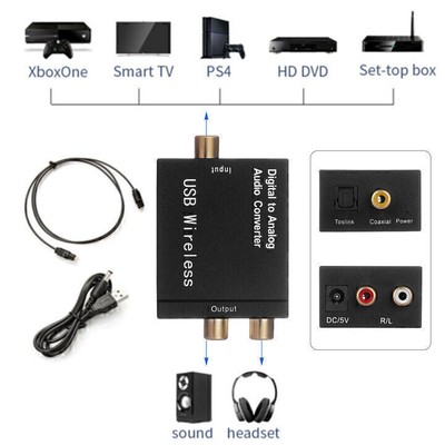 3.5mm Optical Coaxial Toslink Digital to Analog Audio Converter Adapter RCA L/R