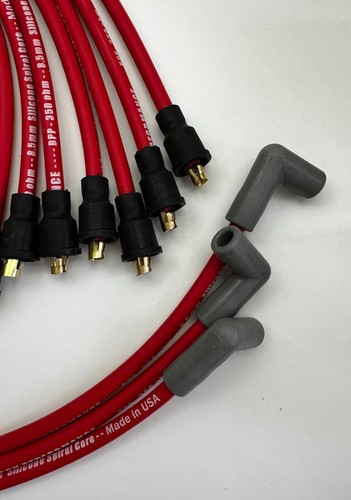 CHEVY 327 350 SMALL BLOCK 8.5mm RED SPARK PLUG WIRES under exhaust USA POINTS - Picture 4 of 5