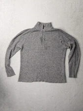 Smartwool Sweater Mens Large Merino Wool Blend Partial Zip Pullover Gray 
