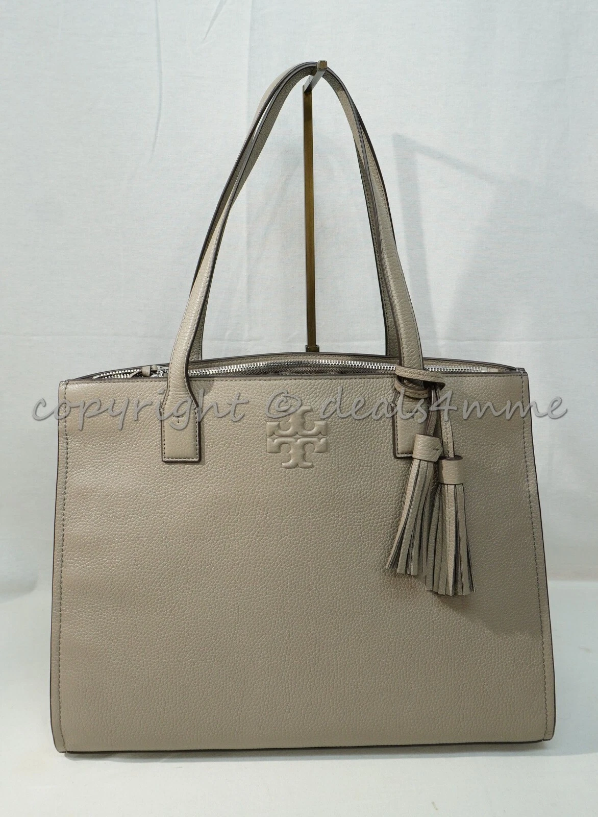 SET Tory Burch Thea Tote + portafoglio continentale Tory Burch Thea Zip in grigio francese