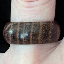 Natural Domed Wood Ring Band Stackable Minimalist Jewelry Size 6.75