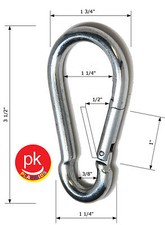 SwingSet 4.5" Spring Clip, Snap Hook Swing set Hardware Porch parachute clip 2 