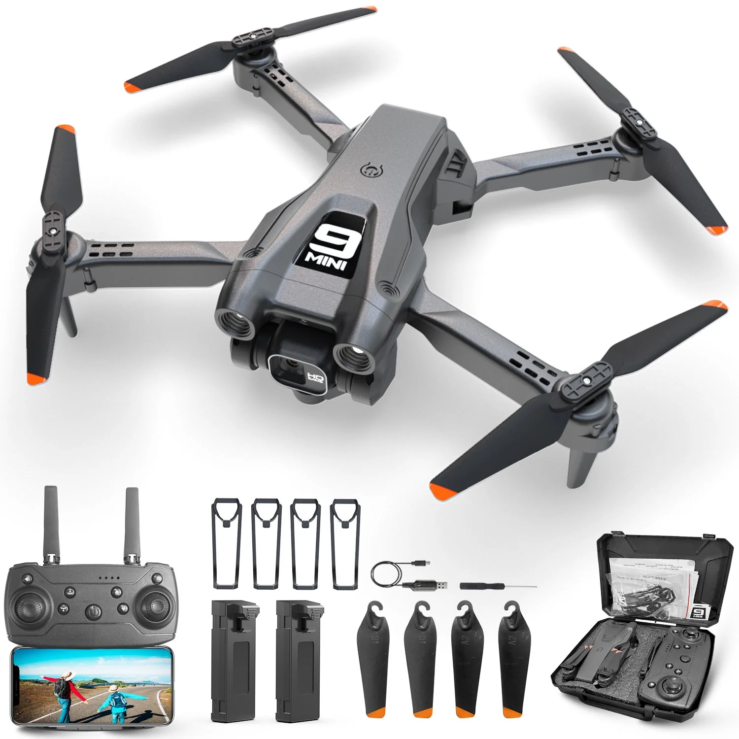 Foldable 1080P HD FPV WiFi Drone with 360° Flip & 2 Batteries-image