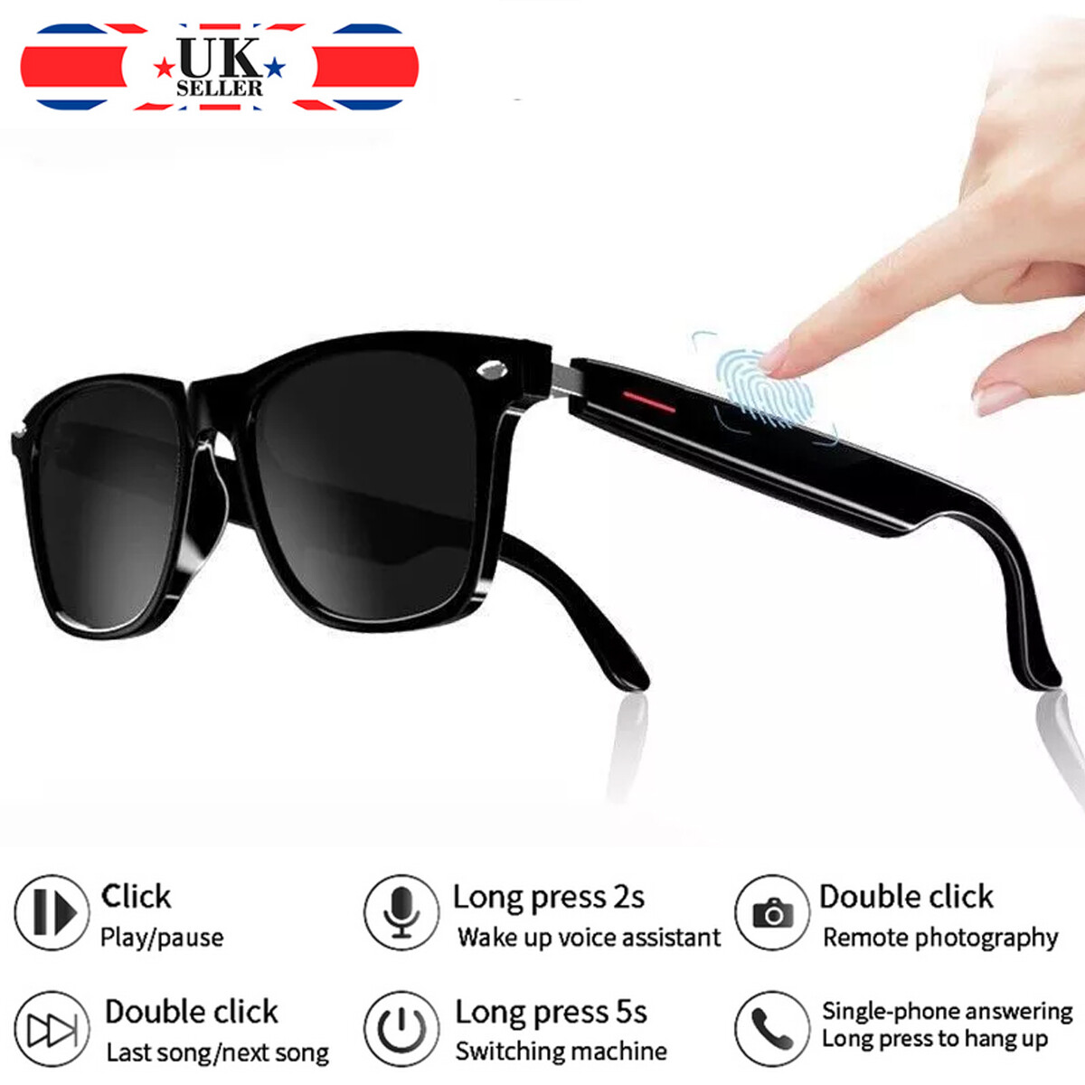 Smart Glasses Wireless Bluetooth Sunglasses Waterproof w