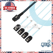 Mini-SAS Data Transfer Cable, SFF-8087 to 4 SATA Cable, 3.3ft, Blue