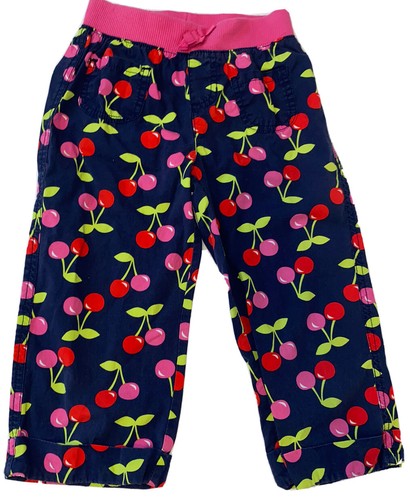 Girls Size 7 Cherry Pattern Capri Pants Navy Blue Comfort Waist Jumping Beans